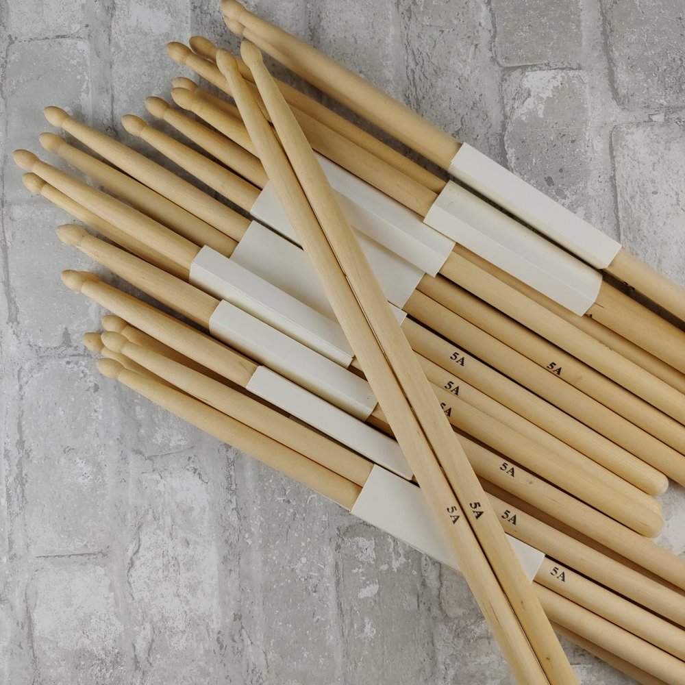 Wooden Drum Sticks Lot of Eleven Pairs of 5A Drum Sticks Plain Wood Drum Sticks